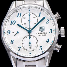 홍콩명품 [태그호이어] 남성용 까레라 1887 오토매틱 크로노 그래프 화이트 다이얼 TAG0224  