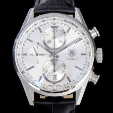 홍콩명품 [태그호이어] 남성용 까레라 칼리버 1887 크로노그래프 화이트 다이얼 7750 오토매틱 TAG0241  