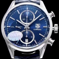 홍콩명품 [태그호이어] 남성용 까레라 칼리버 1887 크로노그래프 블루 다이얼 7750 오토매틱 TAG0202  