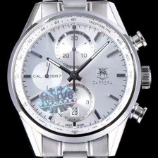 홍콩명품 [태그호이어] 남성용 까레라 칼리버 1887 크로노그래프 화이트 다이얼 7750 오토매틱 TAG0242  