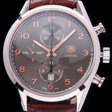 홍콩명품 [태그호이어] 남성용 까레라 칼리버 1887 크로노그래프 브라운 다이얼 7750 오토매틱 TAG4213  