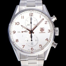 홍콩명품 [태그호이어] 남성용 까레라 칼리버 1887 크로노그래프 화이트 다이얼 7750 오토매틱 TAG4210  