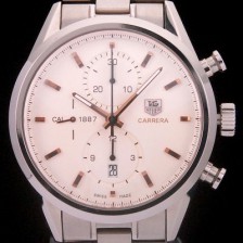 홍콩명품 [태그호이어] 남성용 까레라 칼리버 1887 크로노그래프 화이트 다이얼 7750 오토매틱 TAG4200  