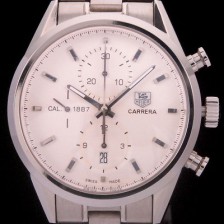 홍콩명품 [태그호이어] 남성용 까레라 칼리버 1887 크로노그래프 화이트 다이얼 7750 오토매틱 TAG4201  