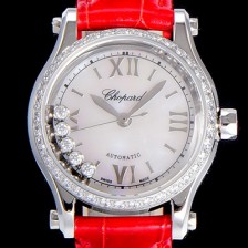 홍콩명품 [쇼파드]여성용 해피스포츠 미니 오토매틱 보석/큐빅 30미리 레이디스 자게 화이트다이얼 CHO44501  