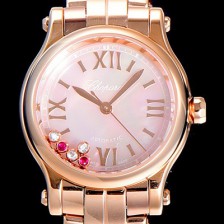 홍콩명품 [쇼파드]여성용 해피스포츠 미니 오토매틱 30미리 레이디스 18K로즈골드 올금 장식 자게다이얼 화이트 CHO59597  