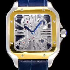 홍콩명품 [까르띠에]남성용  산토스 더 까르띠에 수동/기계식 라지39.8미리 18k 옐로우골드 스켈레톤 다이얼 CAR35041  