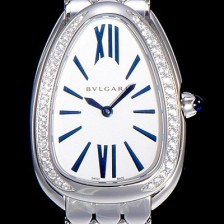 홍콩명품 [불가리] 세르펜티 로마숫자 쿼츠 레이디스 35미리 보석/큐빅 세팅 화이트다이얼 BVL81798  