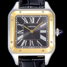 홍콩명품 [까르띠에]남여공용 산토스 두몽트 쿼츠 커플시계 38미리 43미리/38미리 M/S 블랙다이얼 CAR40398  