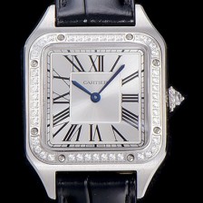 홍콩명품 [까르띠에]남여공용 산토스 두몽트 쿼츠 커플시계 43미리/38미리 M/S 보석/큐빅 튜닝 실버다이얼 CAR14821  