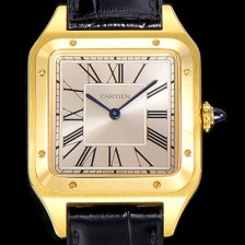 홍콩명품 [까르띠에]남여공용 산토스 두몽트 쿼츠 커플시계 18K 옐루골드 38미리 43미리/38미리 M/S 실버다이얼 CAR70866  