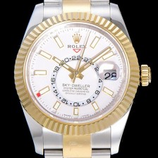 홍콩명품 [로렉스]남성용 스카이더웰러 오이스터퍼페츄얼 39미리 18K 옐루골드 투톤콤비 오토매틱 화이트다이얼 ROL32445  