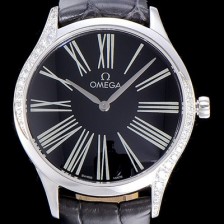 홍콩명품 [오메가]여성용 드빌 스틸 트레저 다이아몬드 36미리 쿼츠 블랙다이얼 OMG45332  