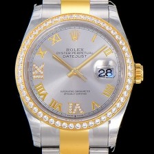 홍콩명품 [로렉스]남성용 데이져스트 오토매틱 36미리 18K 옐루골드 보석/큐빅 실버다이얼 3235무브 ROL26973  
