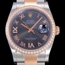 홍콩명품 [로렉스]남성용 데이져스트 오토매틱 36미리 18K 로즈골드 보석/큐빅 그레이다이얼 3235무브 ROL52200  