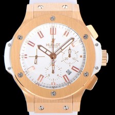 홍콩명품 [휴블렛]남성용 빅뱅 크로노그래프 44미리 18K로즈골드 다이아몬드우레탄 오토매틱 화이트다이얼 HUB60235  