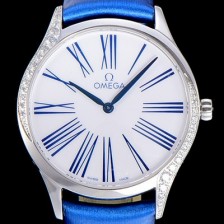 홍콩명품 [오메가]여성용 드빌 스틸 트레저 금 다이아몬드 36미리 쿼츠 화이트다이얼 OMG10092  