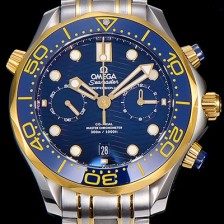 홍콩명품 [오메가]남성용 씨마스터 다이버 300M 마스터 크로노그래프 옐루골드 44mm 블루다이얼 OMG53678  