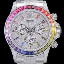 홍콩명품 [로렉스]남성용 데이토나 오이스터 라인보우 와치 보석/큐빅 세팅 4130타입 무브튜닝 40mm 블랙 다이얼 ROL27036  