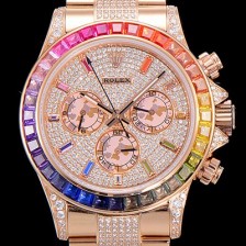 홍콩명품 [로렉스]남성용 데이토나 오이스터 라인보우 와치 보석/큐빅 세팅 4130타입 무브튜닝 40mm 올금/통금 로즈골드 블랙 다이얼 ROL87026  