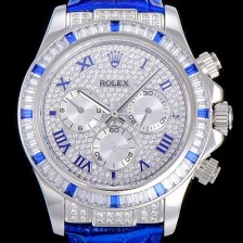 홍콩명품 [로렉스] 코스모그래프 데이토나 다이아몬드 화이트 다이얼 블루 로마숫자인덱스 오이스터 브레이슬릿 7750-2 오토매틱 무브먼트 ROL20024  