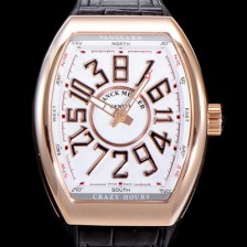 홍콩명품 [프랭크뮬러] 남성용 뱅가드 오토매틱 CZ02타입 44미리 18K로즈골드 가죽줄/스트랩 화이트다이얼 FRA73813  