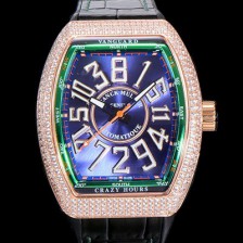 홍콩명품 [프랭크뮬러] 남성용 뱅가드 오토매틱 CZ02타입 44미리 18K로즈골드/보석/큐빅 셋팅 가죽줄/스트랩 블루다이얼 FRA73786  