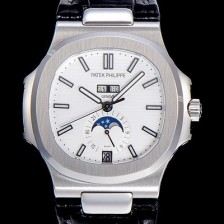 홍콩명품 [파텍필립] 남성용 노틸러스 5726/1A-014 오토매틱 Cal.324 타입 40미리 문페이즈 가죽줄/밴드 화이트다이얼 PAT75447  