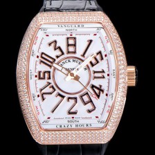 홍콩명품 [프랭크뮬러] 남성용 뱅가드 오토매틱 CZ02타입 44미리 18K로즈골드/보석/큐빅 셋팅 가죽줄/스트랩 화이트다이얼 FRA73777  