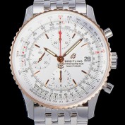 홍콩명품 [브라이틀링] 남성용 네비타이머 크로노그래프 오토매틱 A7750-2 41미리 메탈시계 투톤콤비 18K로즈골드 화이트다이얼 BRE75613  