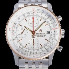 홍콩명품 [브라이틀링] 남성용 네비타이머 크로노그래프 오토매틱 A7750-2 41미리 메탈시계 투톤콤비 18K로즈골드 화이트다이얼 BRE75613  