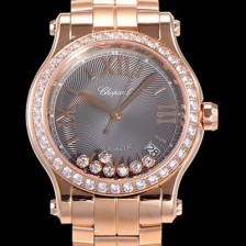 홍콩명품 [쇼파드] 여성용 해피 스포츠 36미리 오토매틱 ETA2892-2 18K 로즈골드 최상급 쥬얼셋팅 메탈시계 그레이다이얼 CHO73673  