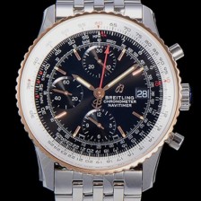 홍콩명품 [브라이틀링] 남성용 네비타이머 크로노그래프 오토매틱 A7750-2 41미리 메탈시계 투톤콤비 18K로즈골드 블랙다이얼 BRE75674  