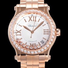 홍콩명품 [쇼파드] 여성용 해피 스포츠 36미리 오토매틱 ETA2892-2 18K 로즈골드 최상급 쥬얼셋팅 메탈시계 화이트다이얼 CHO73664  