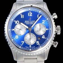 홍콩명품 [브라이틀링] 남성용 네비타이머 에비에이터 8 오토매틱 크로노그래프 ETA7750-2 타입 43미리 메탈줄 블루다이얼 BRE75564  