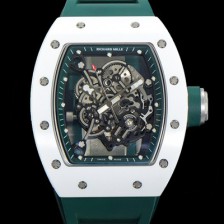 홍콩명품 [리차드밀레] 남성용 RM055 세라믹 제질 수동형 무브먼트 50미리 러버밴드 스켈레톤 다이얼 RIC73911  