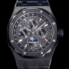 홍콩명품 [오데마피게] 남성용 로얄오크 페퍼츄얼 41미리 블랙 PVD코팅 오토매틱 5134타입 매탈줄 문페이즈 블랙다이얼 AUD74434  