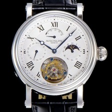 홍콩명품 [파텍필립] 남성용 그렌드 컴플리케이션 투어빌론 문페이즈 42mm 가죽줄 오토매틱 화이트다이얼 PAT75383  
