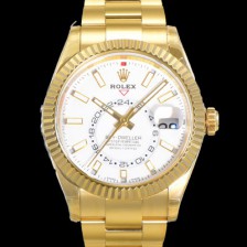홍콩명품  [로렉스] 남성용 스카이더웰러 오이스터 퍼페츄얼 오토매틱 Cal.9001타입 42미리 18K 옐루골드 화이트다이얼 rol5130  