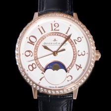 홍콩명품 [예거르꿀뜨르] 여성용 랑데뷰 문미듐 Q3572430 오토매틱 Cal.935타입 34mm  18K로즈골드 보석/다이아 베젤 가죽줄 화이트다이얼 jag81457  