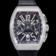 홍콩명품 [프랭크뮬러] 남성용 뉴 사라토거 오토매틱 크로노그래프 A7750-2타입 44mm 보석/다이아셋팅 가죽줄 블랙다이얼 fra98746  