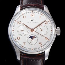 홍콩명품 [아이더블유씨] 남성용 포르투기즈 IW344203 퍼페추얼 캘린더 문페이즈 오토매틱 42mm Cal.82650 타입 가죽줄 화이트다이얼   iwc94837  