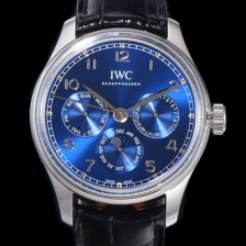 홍콩명품 [아이더블유씨] 남성용 포르투기즈 퍼페추얼 캘린더 문페이즈 오토매틱 42mm Cal.82650 타입 가죽줄 블루다이얼   iwc60715  