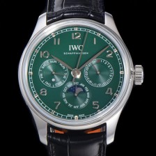 홍콩명품 [아이더블유씨] 남성용 포르투기즈 IW344207 퍼페추얼 캘린더 문페이즈 오토매틱 42mm Cal.82650 타입 가죽줄 그린다이얼   iwc04371  