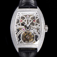 홍콩명품 [프랭크뮬러] 남성용 그랜드 컴플리케이션 8889 TG SQT BR 수동기계식 투어빌론 55mm  보석/다이아 셋팅 가죽시계 스켈래톤 다이얼 fra36485  