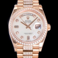 홍콩명품 [로렉스] 남성용 데이데이트 오토매틱 Cal.3235타입 36mm 금장시계 로즈골드 올금 다이아베젤부착 메탈줄 화이트다이얼 rol36582  