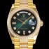 홍콩명품 [로렉스] 남성용 데이데이트 오토매틱 Cal.3235타입 36mm 금장시계 옐루골드 올금 다이아베젤부착 메탈줄 그린다이얼 rol75203  