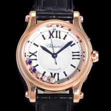 홍콩명품 [쇼파드] 여성용 해피스포츠 다이아몬드 오토매틱 A2892-2 타입 30mm 금장시계 가죽줄 화이트다이얼 cho70316  