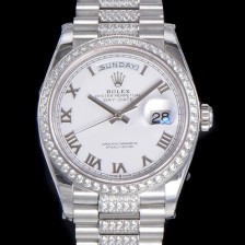 홍콩명품 [로렉스] 남성용 데이데이트 오토매틱 Cal.3235타입 36mm 다이아베젤부착 메탈줄 화이트다이얼 rol46573  