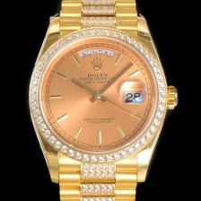 홍콩명품 [로렉스] 남성용 데이데이트 오토매틱 Cal.3235타입 36mm 금장시계 옐루골드 올금 다이아베젤부착 메탈줄 골드다이얼rol92680  